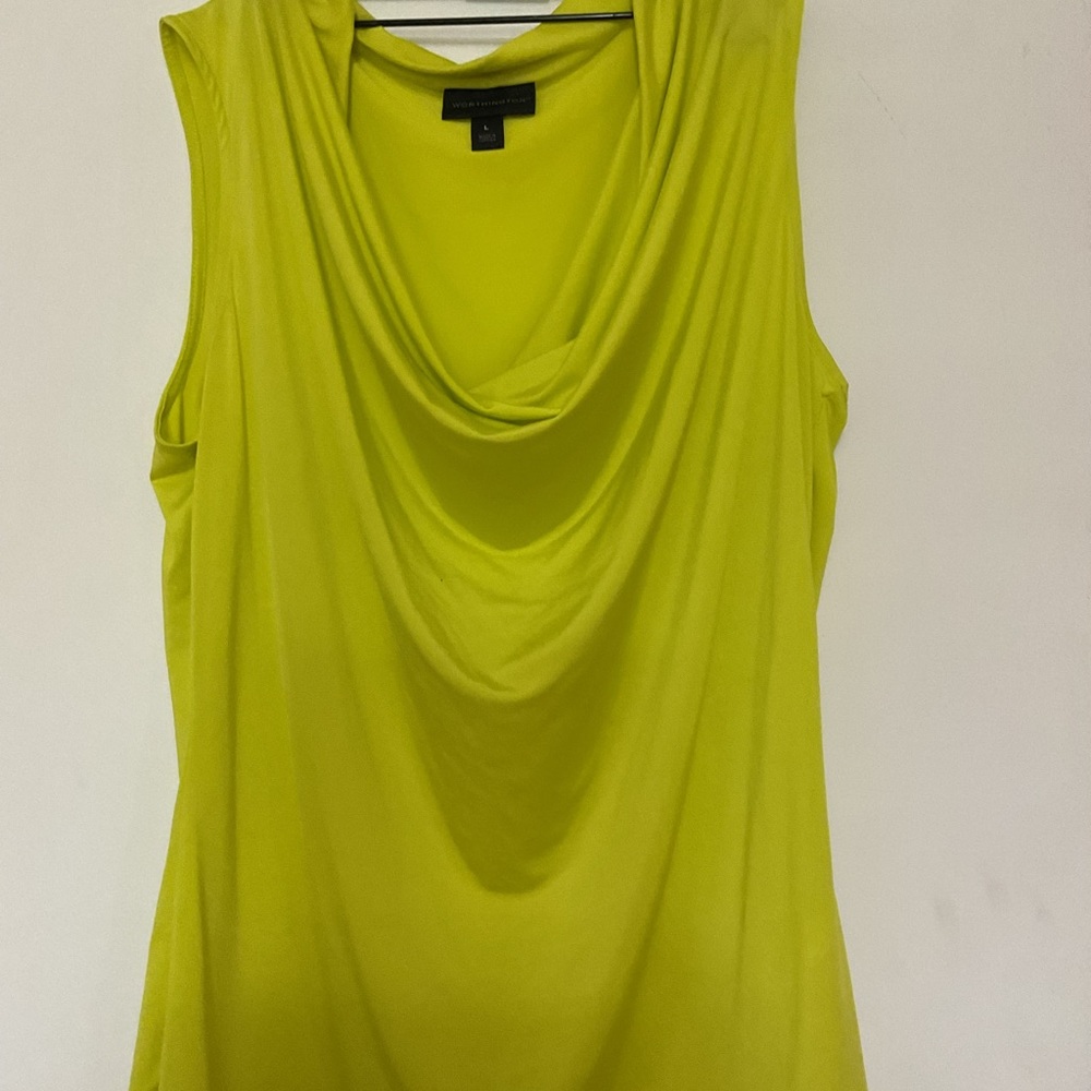 Worthington Lime Green Draped Cowl Neck Sleeveless Top